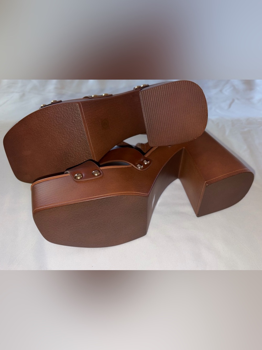 NWT Madeen Girl Brown Platform Sandals with Block Heel- Size 9 - Picture 5 of 7